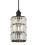 Oil Rubbed Bronze One Light Indoor Mini Pendant With Crystal Prism Glass Shade For Glam Room Lighting On Sloped Ceilings Adjustable Fifty Inch Cord Sixty Three And A Quarter Inch Height Includes Mounting Hardware
