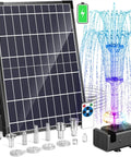 12W Solar Fountain Pump With Battery Backup And Remote RGB LED Lights Floating Solar Water Fountain With Eight Nozzles And PVC Tubing for Bird Bath Garden Backyard Outdoor Water Feature
