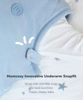 IHDI Certified Hip Friendly Sleep Sack For Babies 0 To 6 Months With 1.5 Tog showing SnapFit design on a baby in blue.