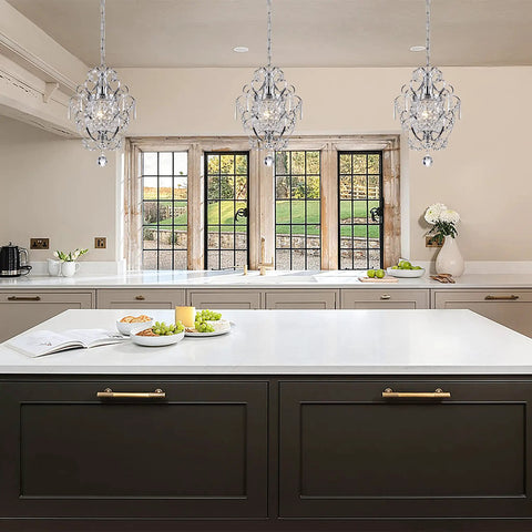 Crystal Mini Chandelier Lighting 1 Light Chrome Iron Ceiling Fixture For Small Spaces Dope Sparkle With Modern Shine
