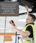 Worker using Entry Level Industrial Handheld Labeling Tool Kit For 12mm Labels Orange on a panel, showcasing ease of use.