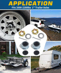 Trailer Axle Nut Kit For 1 Inch Shafts, 2 Pack Spindle Castle Nuts With 1 Inch Washers, Long Cotter Pins, dust caps, rubber plugs