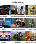 Image showing various applications: household appliances, monitoring equipment, robot, golf cart, speaker, outdoor power equipment.