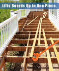 50 Inch All Steel Pallet Breaker With Non Slip Grip in use lifting deck boards effortlessly outdoors.