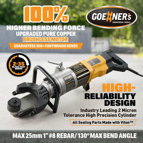2026 Upgraded Portable Electric Rebar Bender Featuring Advanced Pure Copper Brushless Motor for heavy-duty construction projects.