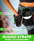 Chalk Bag For Rock Climbing And Multi Purpose Training Gear With Quick Clip Belt worn by climber, showing adjustable straps.