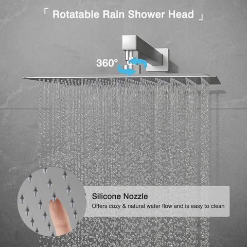 10 Inch Rain Shower Head System With Handheld Spray, 360 degree rotating brushed nickel rain head with silicone nozzles