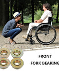 Wheelchair Front Fork Bearings Kit Four Piece Set for Walker Fork Stem Bearings and Front Wheel Maintenance