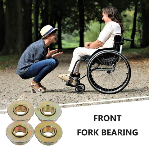 Wheelchair Front Fork Bearings Kit Four Piece Set for Walker Fork Stem Bearings and Front Wheel Maintenance