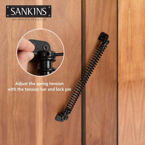 11.5 Inch Gate Spring Self Closing Heavy Duty Built To Last Outdoor Door Spring For Metal Gate Closure With Adjustable Tension For Wooden And Vinyl Fences Black Finish 4 Pack, black spring on wood gate