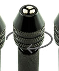 Pro Grade Precision Pin Vise Hand Drill Kit With Twist Bits For Miniature Models and Detail Work, showing interchangeable chuck heads.