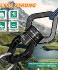 Heavy Duty 30Kn Swivel Carabiner With Legit 360 Degree Spin For Aerial Yoga Routines and Backyard Tree Swing Hooks, showcasing aluminum alloy design.