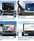 Wireless Apple CarPlay Car Stereo 9 Inch Dash Screen with Android Auto showing speaker and audio features