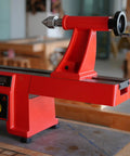 12 Inch Heavy Duty Extension Bed For Woodturning Lathe Extends Reach To 32 Inches, red cast iron, right side view