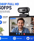Legit Crisp 1080P Webcam For Pc And Laptops With Dual Noise Cancelling Mic on a monitor displaying a video call.