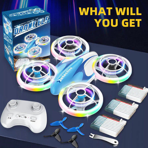 Kids Friendly LED Drone With Propeller Guards And 360 Flips, 3 Batteries For Up To 24 Minutes, Remote Quadcopter Toy