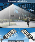 Y-12000W Solar Street Lights Outdoor With 6500K Daylight LED, Dusk To Dawn Parking Lot Flood Lights on pole, 3800 sq ft coverage