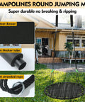 Black Round Saucer Swing With Handles For Backyard Fun, Built Tough Steel Frame, 40 Inch Diameter, Durable PP Mat, Adjustable Multi Strand Ropes