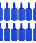 12 blue air stone aquarium 1 inch cylinder bubble diffusers for nano pumps and small tanks in a pack, dense bubbles for oxygenation