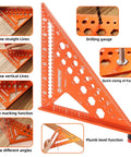 Rock Solid 2 Piece Rafter Square Set Featuring 12 Inch And 7 Inch Carpenter Squares Heavy Duty Aluminum Layout Tools with versatile edge marking features.