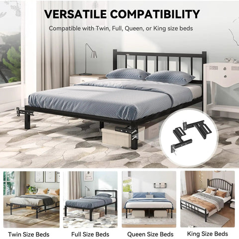 Straight Up Sturdy Headboard Bracket Kit For Adjustable Beds And Metal Frames in black finish, compatible with twin, full, queen, and king beds.