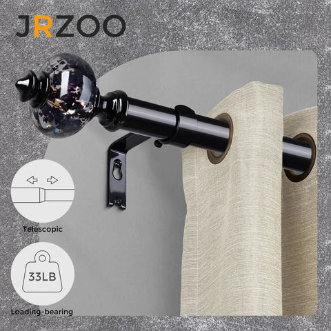 Black Curtain Rod For Windows 30-88 Inches, Heavy Duty Adjustable Drapery Rod With Crystal Finials, Ultra Modern Luxury Curtain Hardware