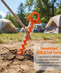 Beefy Ground Anchors For Heavy Duty Screw In Tent Stakes Built For High Wind And Loose Sand Perfect For Canopies shown in use