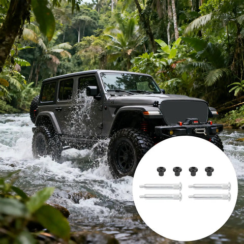 Heavy Duty Door Hinge Set For Multiple Vehicle Models With 200kg Load Capacity Anti Rust Aluminum Hinges For Smooth Secure Operation In Wet Weather Weatherproof shown with off-road vehicle in water