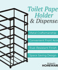 Black Free Standing Toilet Paper Holder Stand With 3 Roll Capacity Vertical Dispenser For Jumbo Mega Rolls Easy Access Bath Organizer