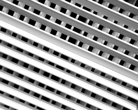 Close-up of Aluminum Double Deflection Adjustable Air Diffuser for HVAC Ducts with louver details and powder coat finish