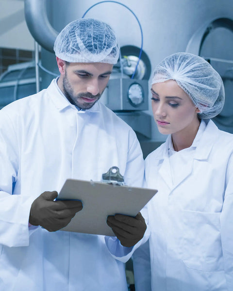 Workers wearing Heavy Duty 6 Mil Nitrile Gloves Powder Free Disposable Exam and Work Gloves for Mechanic Cleaning Tattoo Medical