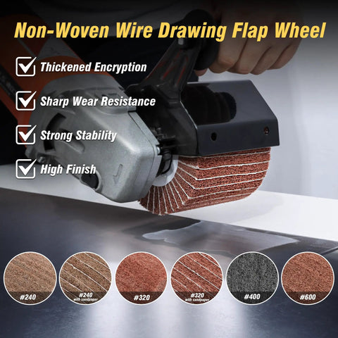 Six Pack Non Woven Wire Drawing Flap Wheel Set For Polishing And Burnishing Metal Surfaces Surface Conditioning