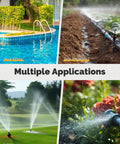 Four Zone Sprinkler Timer With Brass Inlet, Programmable Irrigation Controller, rain delay, manual watering for pools, lawns, gardens.