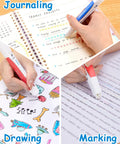 Using Dual Color Highlighter Pens Set With One Stroke Two Colors 6 Vibrant Inks for journaling, drawing, and marking.