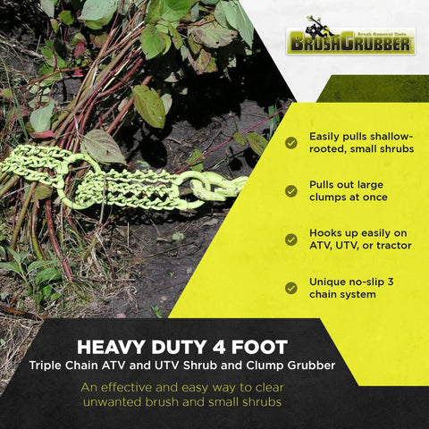 Heavy Duty Triple Chain Shrub And Clump Remover Tool With Four Foot Pulling System for Quick Root and Overgrowth Extraction