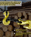 G80 Transport Binder Chain One Quarter Inch Fourteen Feet With Clevis Grab Hooks on logs for towing and load binding