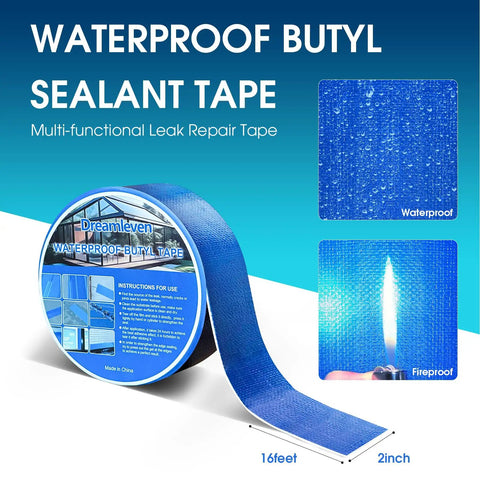 Built Tough Blue Waterproof Duct Tape For Pool Cover Repair And Patch Jobs, UV Resistant Butyl Sealant Tape 2 Inch By 16 Foot