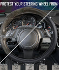 Image comparing old and new steering wheels, emphasizing Fresh Bling Diamond Leather Steering Wheel Cover Loaded With Sparkly Crystal Rhinestones.