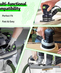 Make Quick Work Of Any Mess With This Beefy Heavy Duty Dust Extractor Hose Compatible With Festool Ct Shop Vacs 3.5 Meter Long D27 32mm Smooth Suction Tubing in use with various tools.
