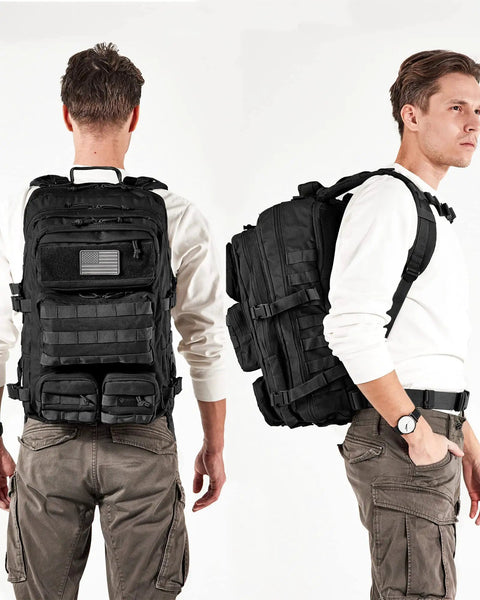 Rugged 50L Tactical Backpack For Men And Women With Two Point Four Times Stronger Fabric Water Resistant Military Molle Rucksack worn