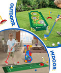 Toddler Golf Set for 2 3 4 5 Year Old Boys and Girls Upgraded Indoor Outdoor Golf Cart With Cornhole Board and Putting Mat Safe Durable Plastic Toy for Backyard Play Birthday Gift Easy to Use and Family Fun