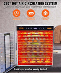 Big Time 1000W Electric Food Dehydrator With 10 Spacious Stainless Steel Trays and Easy Digital Controls in action with layered fruits.