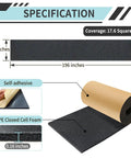 Dishwasher Soundproof Wrap Cut From Tear Resistant XPE Foam With Self Adhesive Backing 13x196 inches shown in roll form with specifications.