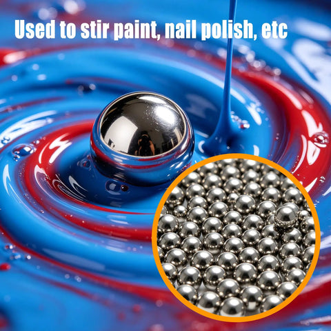 1,000 Count 3mm Stainless Steel Bearing Balls Set For Auto Parts, Bicycles, Casters And Drawer Slides, High Precision 304 Stainless Steel, Uniform Size, Smooth Burr-Free Finish, Great For Mixing Paint, Nail Polish, And Other Stirring Tasks. 3mm 304 stainless steel balls shown for paint and nail polish stirring