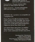 Side view of Intenza Water Filter For Saeco Espresso Machines CA6702/00 box showing compatibility and features