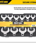 1/2 Inch Drive Crowfoot Wrench Set, 14 Piece Jumbo Flare Nut Tool Kit With Storage Tray, SAE Sizes From 1-1/16 To 2 In, in plastic tray