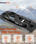 Beefy Heavy Duty Winch Fairlead With Hook For Off Road Recovery 33,000 Lbs Breaking Strength 17,600 Lbs Safe Working Load Aluminum Hawse Fairlead 40Cr Alloy Steel Core 1 Inch Bolt Pattern Fits Truck Jeep SUV ATV UTV Black, black winch fairlead