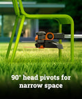 Cordless String Trimmer and Lawn Edger for 12 Inch Cutting Path, 20V Weed Eater with 90 Degree Tilt Head under patio chair