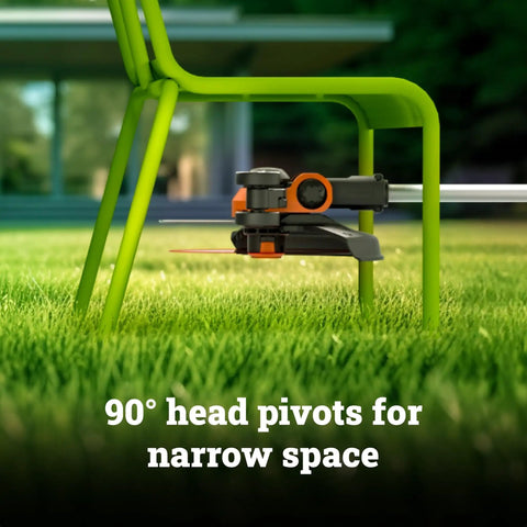 Cordless String Trimmer and Lawn Edger for 12 Inch Cutting Path, 20V Weed Eater with 90 Degree Tilt Head under patio chair