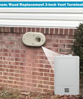 3 Inch Horizontal Vent Termination Kit With Screws For Outside Wall Water Heater Replacement Part installed on brick wall